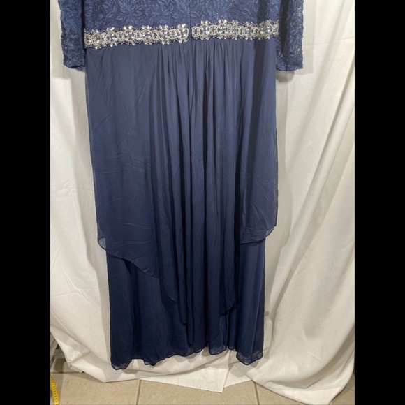 NEW Alex Evenings [ PLUS 18W ]‎ V-Neck Lace Embellished Waist Gown - Picture 12 of 15